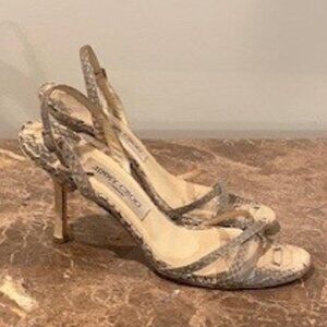 Jimmy Choo VINTAGE Gray (Pewter) INDIA Python Snakeskin Sandals – Sz 7.5